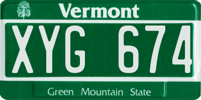 VT license plate XYG674