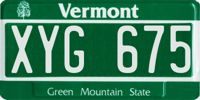VT license plate XYG675