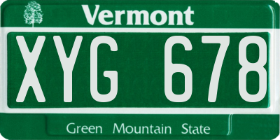 VT license plate XYG678
