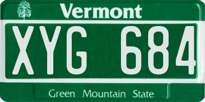VT license plate XYG684