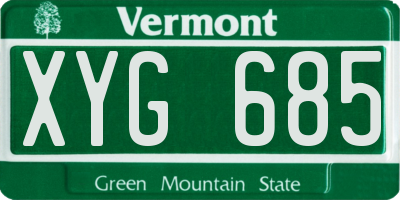 VT license plate XYG685
