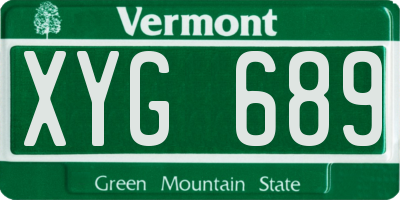 VT license plate XYG689