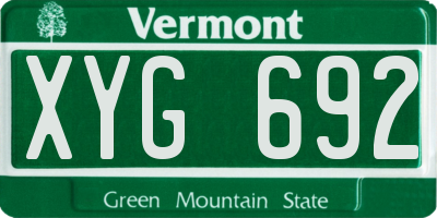 VT license plate XYG692