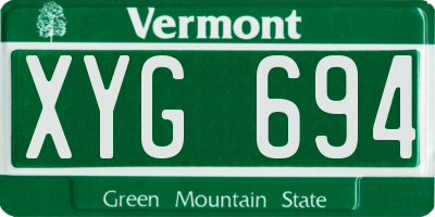VT license plate XYG694