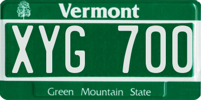 VT license plate XYG700