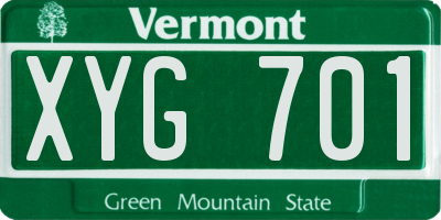 VT license plate XYG701
