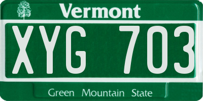 VT license plate XYG703