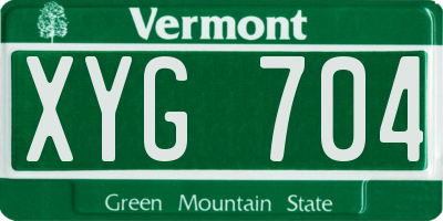 VT license plate XYG704