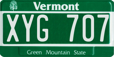 VT license plate XYG707