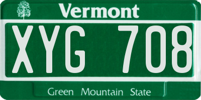 VT license plate XYG708