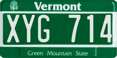 VT license plate XYG714