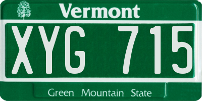 VT license plate XYG715