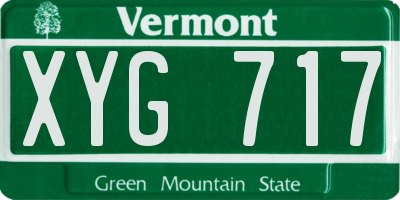 VT license plate XYG717