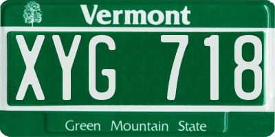 VT license plate XYG718