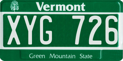 VT license plate XYG726