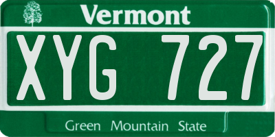 VT license plate XYG727