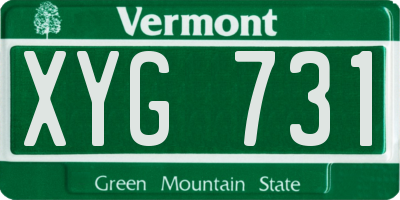 VT license plate XYG731