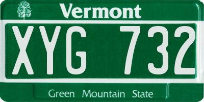 VT license plate XYG732