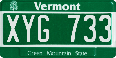 VT license plate XYG733
