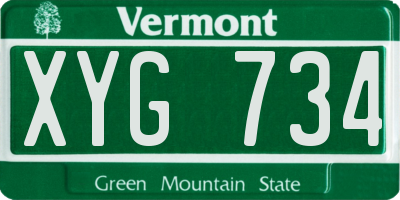 VT license plate XYG734