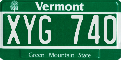 VT license plate XYG740