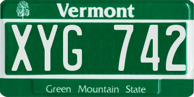VT license plate XYG742