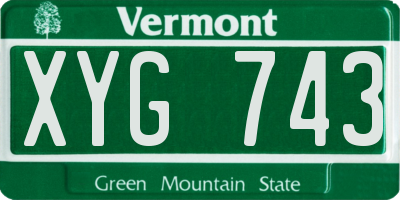 VT license plate XYG743