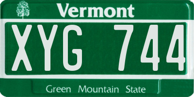 VT license plate XYG744