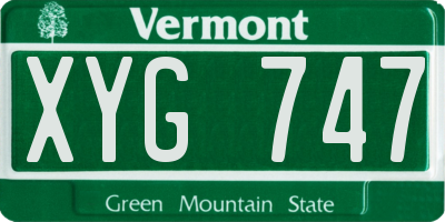VT license plate XYG747