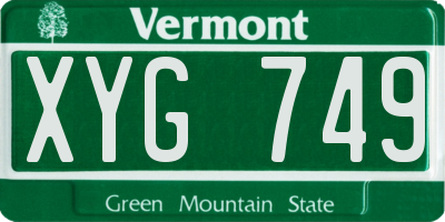 VT license plate XYG749