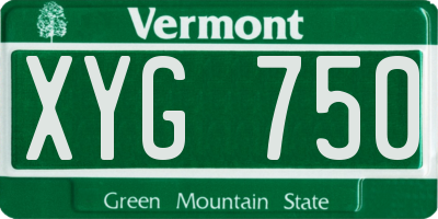 VT license plate XYG750