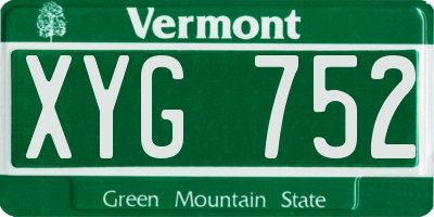 VT license plate XYG752