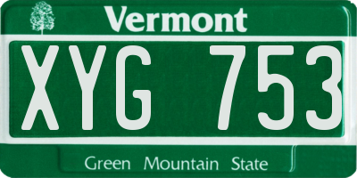 VT license plate XYG753