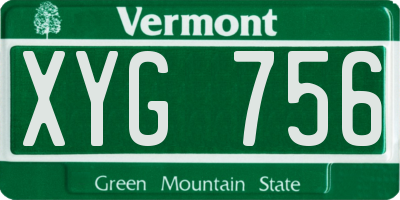 VT license plate XYG756