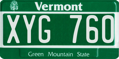 VT license plate XYG760