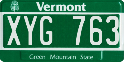 VT license plate XYG763