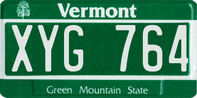 VT license plate XYG764