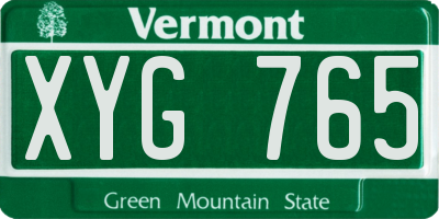 VT license plate XYG765