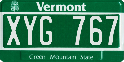 VT license plate XYG767