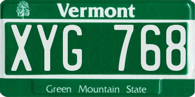 VT license plate XYG768