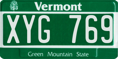 VT license plate XYG769