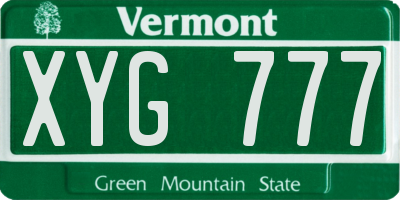VT license plate XYG777
