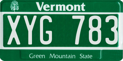 VT license plate XYG783