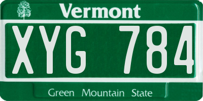 VT license plate XYG784