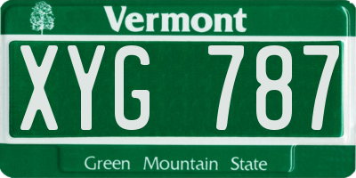 VT license plate XYG787