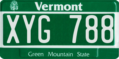 VT license plate XYG788