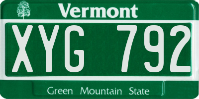 VT license plate XYG792