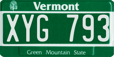 VT license plate XYG793