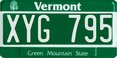 VT license plate XYG795