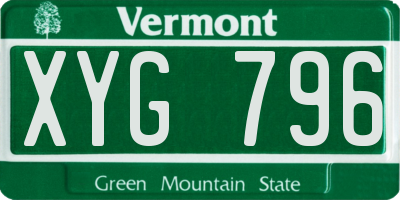 VT license plate XYG796
